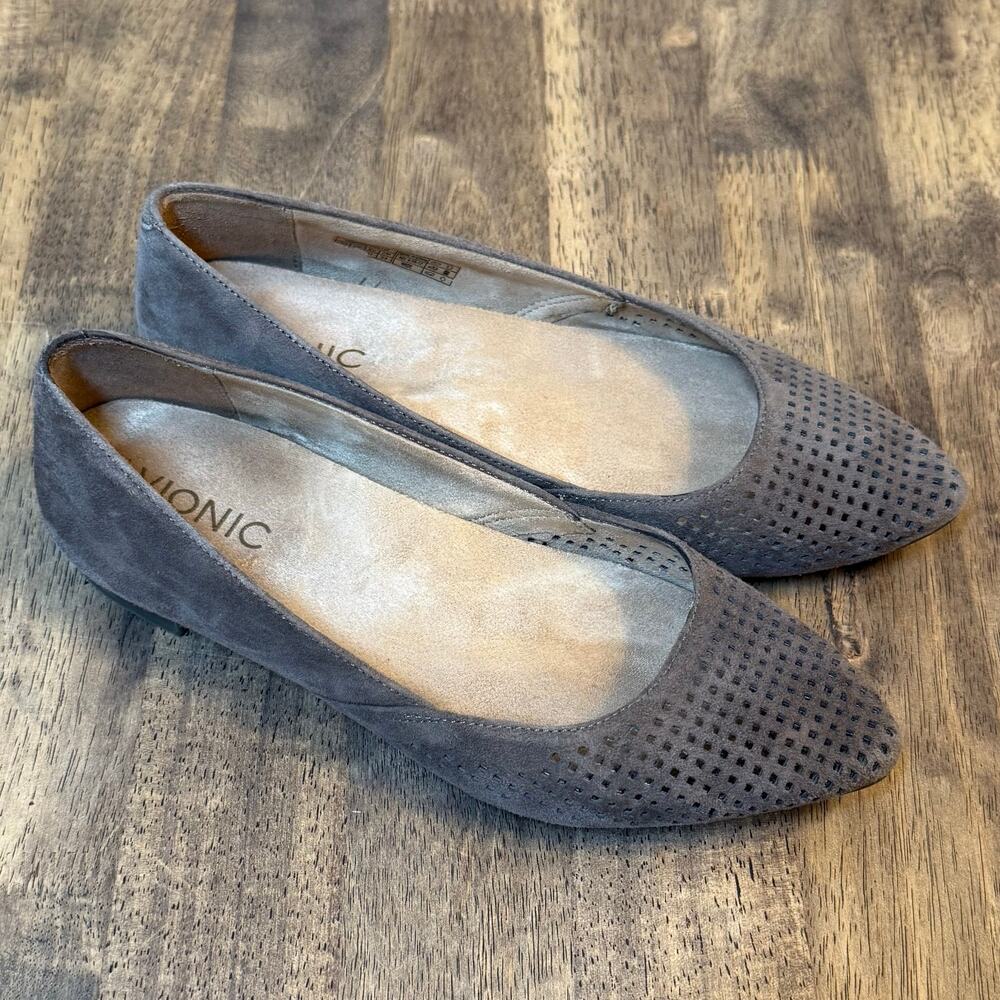 Vionic Ballet Flat Posey Leather Mesh Classic Ortho Pointy Toe Brown Size 6 Wide - Picture 9 of 9